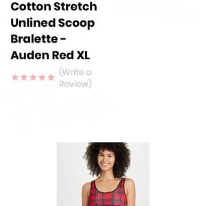 Auden Red Plaid Scoop Bralette XL nwt 38 D D or 40 D